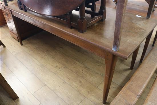 A French oak kitchen table, 201 x 79cm, H.73cm